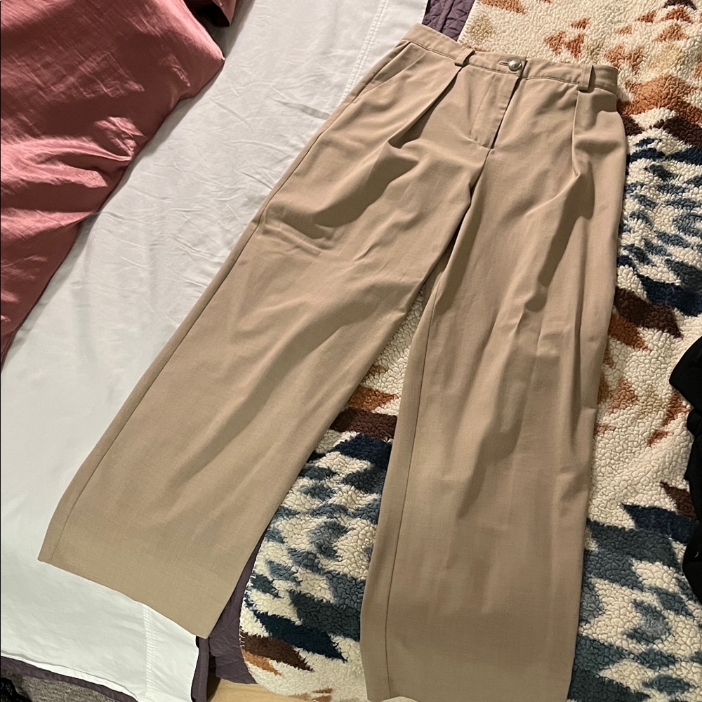 OAK + FORT Taupe Front Pleated Trousers (Size 2)